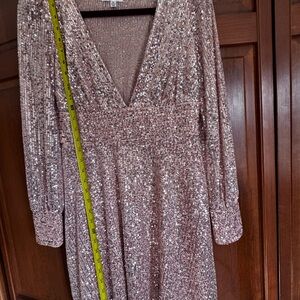 Emerald Sundae Rose Gold Sequin V-Neck Mini Dress